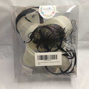 Faybox Bridal Black & White Ribbon and Feathers